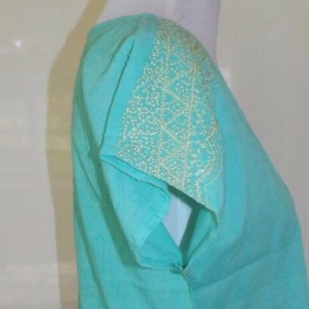 FRANCESCA'S ALYA  Mint Green Cotton Blouse Top